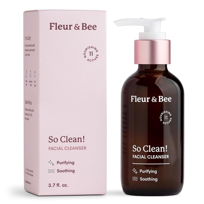 FLEUR & BEE Face Wash - Vegan & Cruelty-Free Daily Cleanser | Gentle, Non-Drying Formula | 3.7 Fl Oz