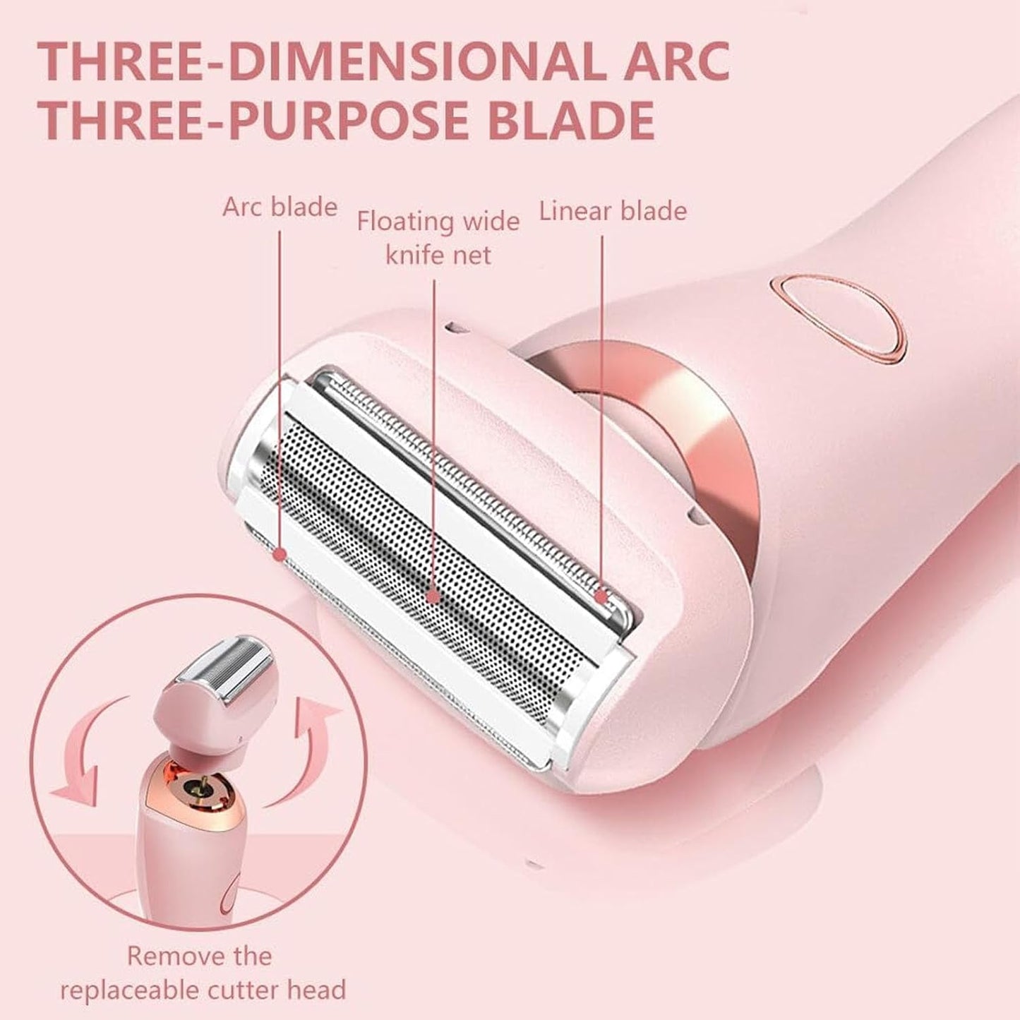Electric Shaver for Women - 2 in 1 Wet & Dry Waterproof Bikini Trimmer | Silk Glide Pro with Removable Head