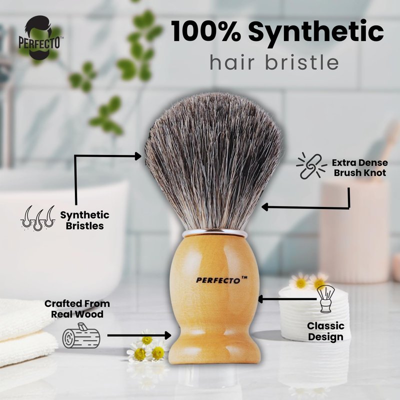 Shaving Brush for Men - Synthetic Bristles for Ultimate Wet Shave | Perfect for Safety & Double Edge Razors