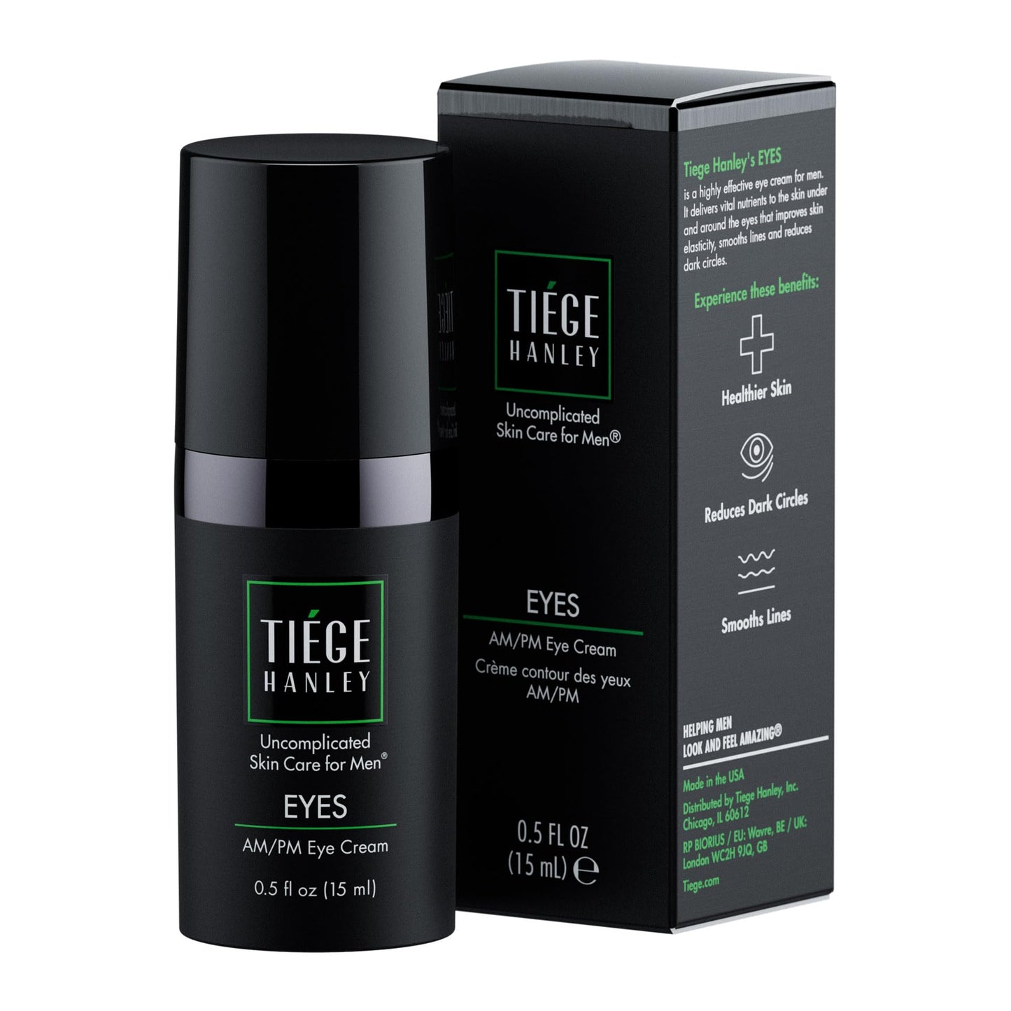 Tiege Hanley Mens Under Eye Cream for Dark Circles, EYES (2-Pack) - Eye Cream for Puffiness & Bags Under Eyes - Firming Anti-Aging Eye Wrinkle & Fine Lines Cream - Tightening Eye Bags Treatment