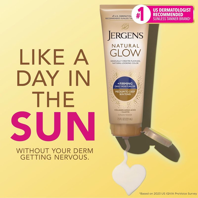 Jergens Natural Gradual Glow Daily Moisturizer Bundle - Firming & SPF 20 Face Cream | 7.5 oz & 2 oz, Medium to Tan