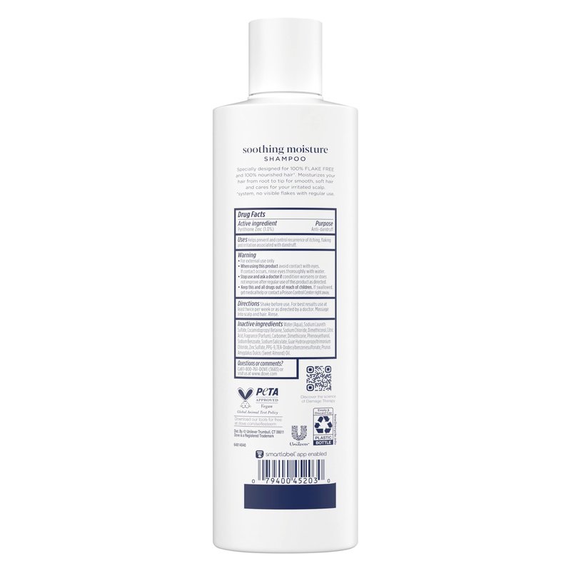 Dove Damage Therapy Derma Shampoo Soothing Moisture Pack of 6 for Flaky Scalp with Pyrithione Zinc and Almond Oil 12 Fl Oz