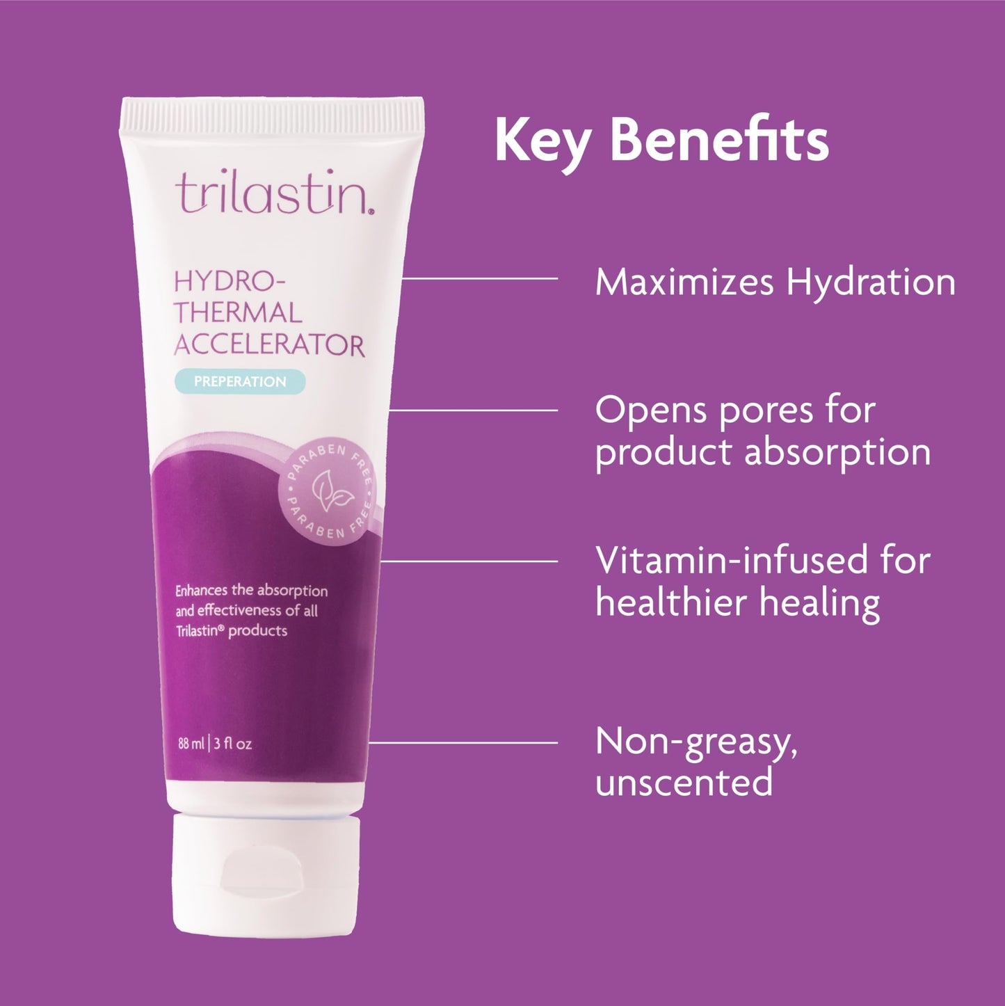 TriLASTIN Hydro-Thermal Accelerator – Warming Skin Prep Serum with Niacinamide & Vitamins C, A & E – Lightweight Absorption Booster for Body Creams, Oils & Lotions – Fast-Absorbing Formula – 3 oz