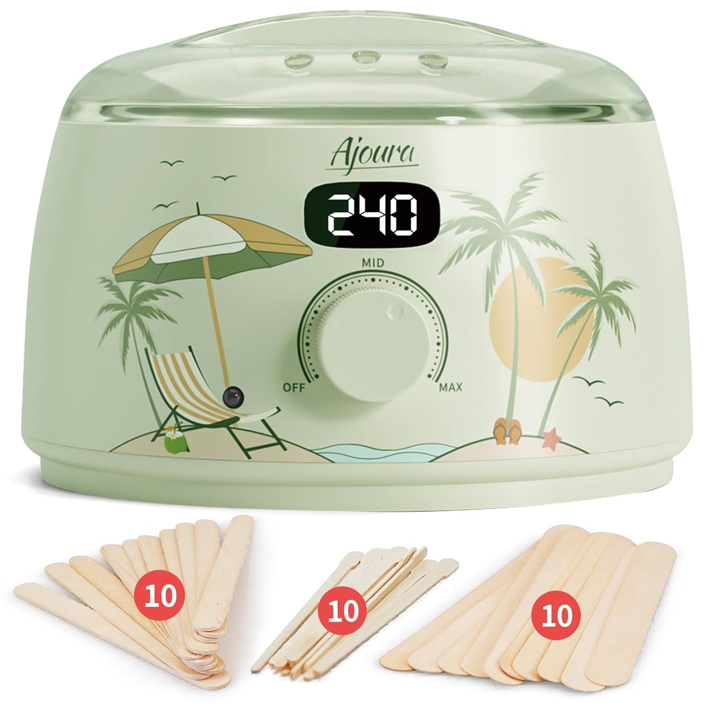 Digital Wax Warmer Kit - 10-Minute Quick Heat Hair Removal System with Precision Temp Control | Includes 30 Wax Sticks, Light Green