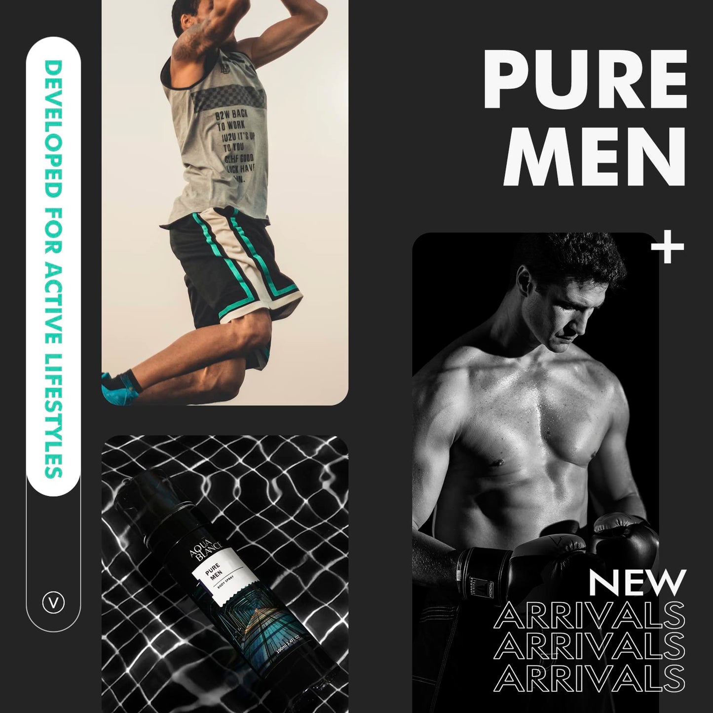 AQUA BLANCE Body Spray For Men Pack of 3 Deodorant Each 3.4 Fl Refreshing Fragrance Mist Oz