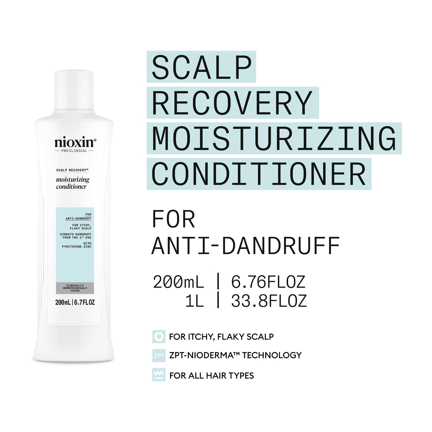 Nioxin Scalp Recovery System Moisturizing Conditioner | With Pyrithione Zinc and Green Tea Extracts | 6.7 Fl oz.