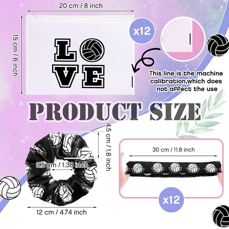 Volleyball Team Gifts for Teen Girls - 48 Pcs Set with Hair Scrunchies, Charm Bracelets, Necklaces & Cosmetic Bags