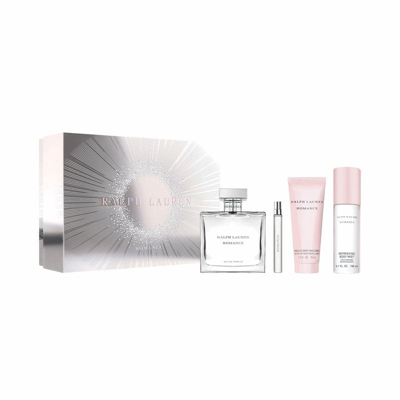 Ralph Lauren - Romance Eau de Parfum - Women's Perfume Set ($110 Value) - Contains Full Size Fragrance (3.4 Fl Oz), Travel Size (0.3 Fl Oz), Body Lotion (2.5 Fl Oz), Body Mist (5.0 Fl Oz)