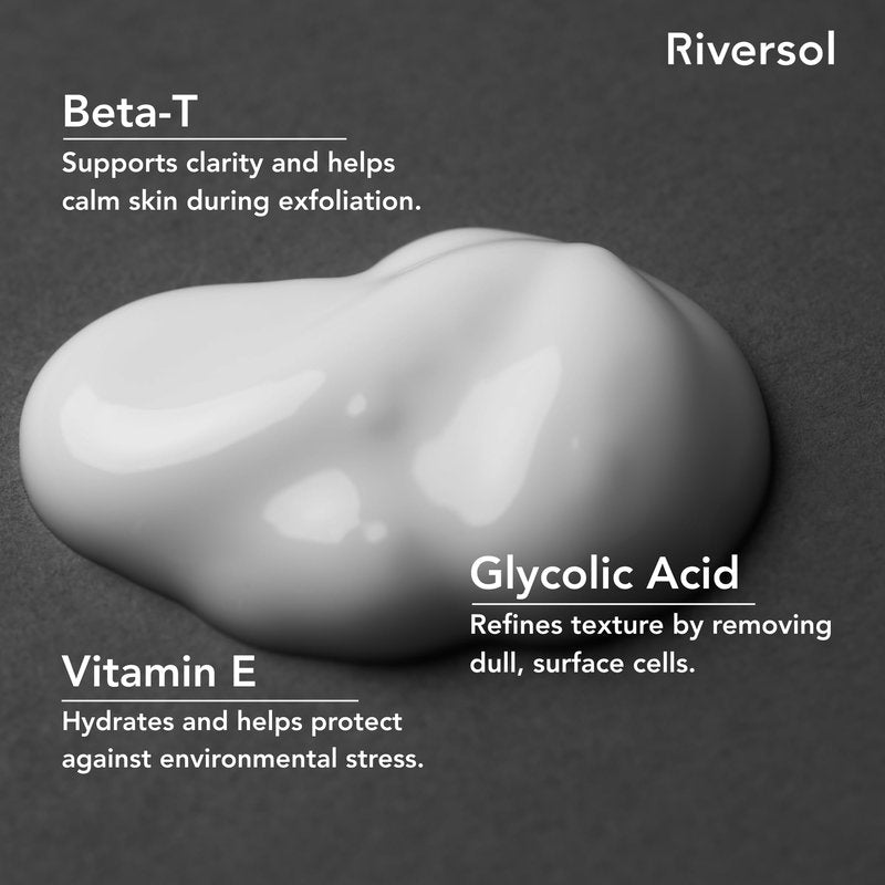 Riversol Gentle Glycolic Acid Peel | Chemical Peel for Face | AHA Exfoliant for Sensitive Skin | Instantly Smoother, Brighter Looking Skin | Fragrance Free | Dermatologist Developed