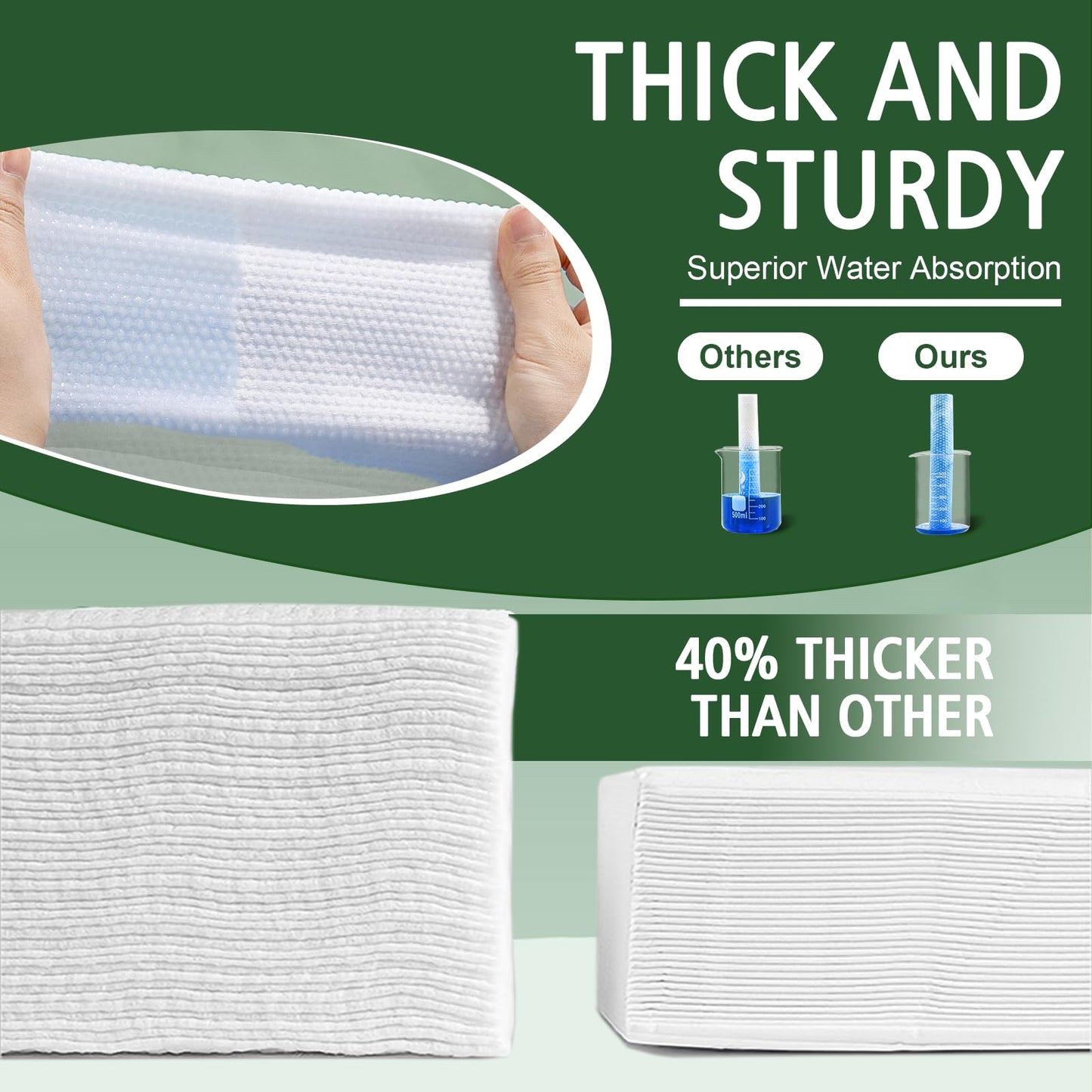 Disposable Face Towels 600 Count with Face Towel Holder, Ultra Soft & Thick Biodegradable Facial Towels for Sensitive Skin,Makeup Remover Dry Wipes Washcloths, Lint-Free Cleansing Towelettes