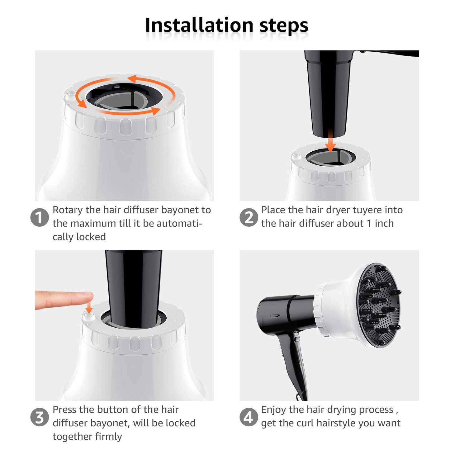 Universal Hair Diffuser Hair Dryer Diffuser Attachment for Curly Wave Thick and Nature Hair Profession Blow Dryer Diffuser Attachment Use Honeycomb Element Adjustable to 1.4-2.6 inch for Dryer Nozzle