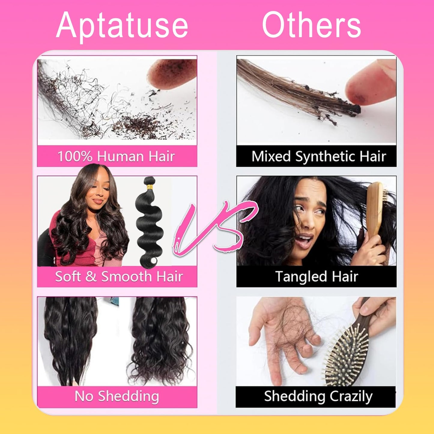 Aptatuse Body Wave Bundles Human Hair 24Inch 12A Human Hair Bundles 100% Unprocessed Brazilian Raw Virgin Hair Extensions 1 Bundle Natural Black