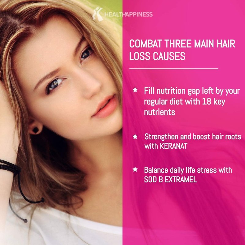 Hair Growth Vitamins for Women - Biotin 5000 mcg, KERANAT & DHT Blocker | 90 ct Hair Supplement for Thinning Hair