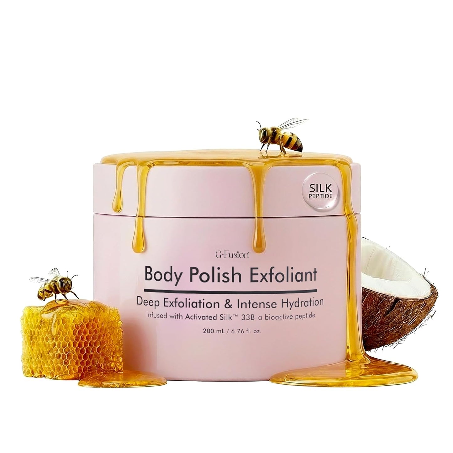 Silk Peptide Body Polish | Gentle Exfoliant with Honey & Coconut for Smooth, Glowing Skin - Deep Moisturizing Formula