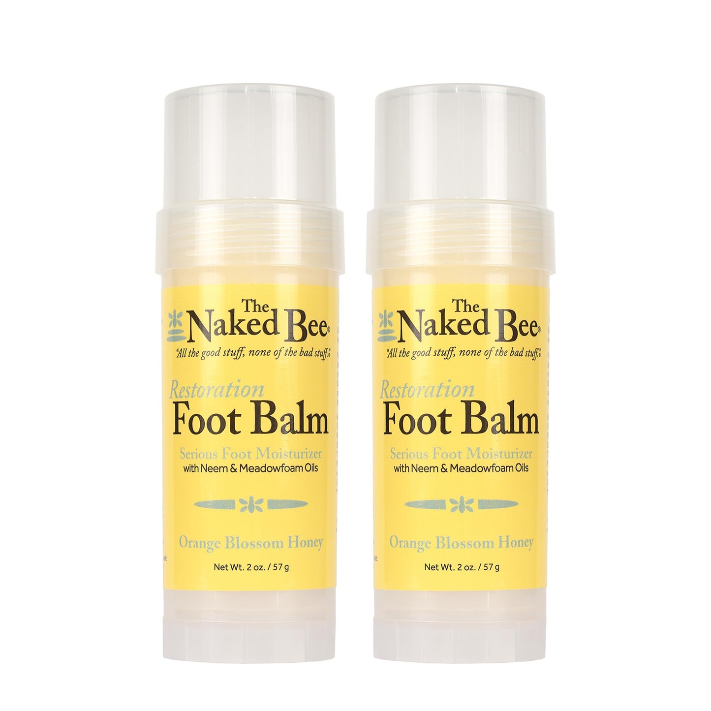 The Naked Bee Orange Blossom Honey Restoration Foot Balm, (2 oz) - 2 Pack