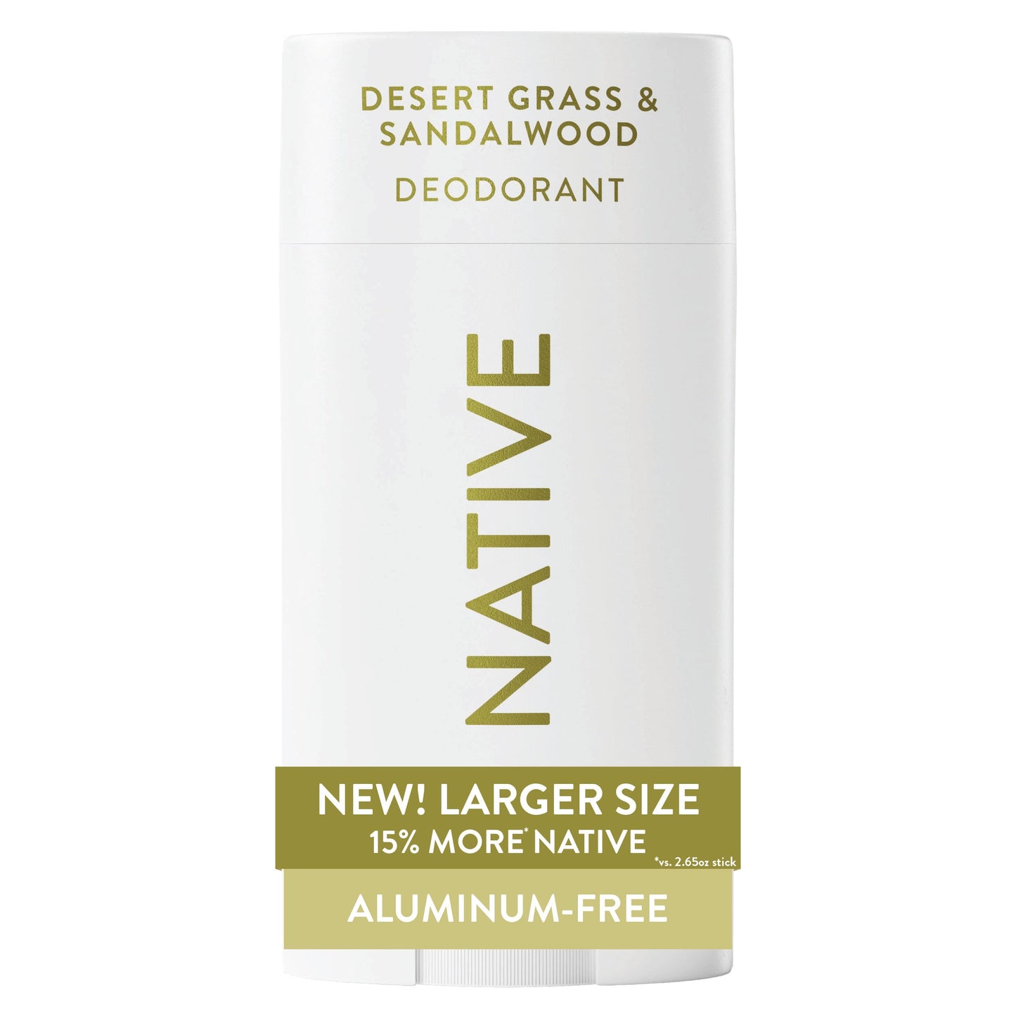 Native Aluminum Free Deodorant, Desert Grass & Sandalwood, Large Size Stick, 72 Hour Odor Control, for Women & Men, Contains Naturally Derived Ingredients, 3.1 oz