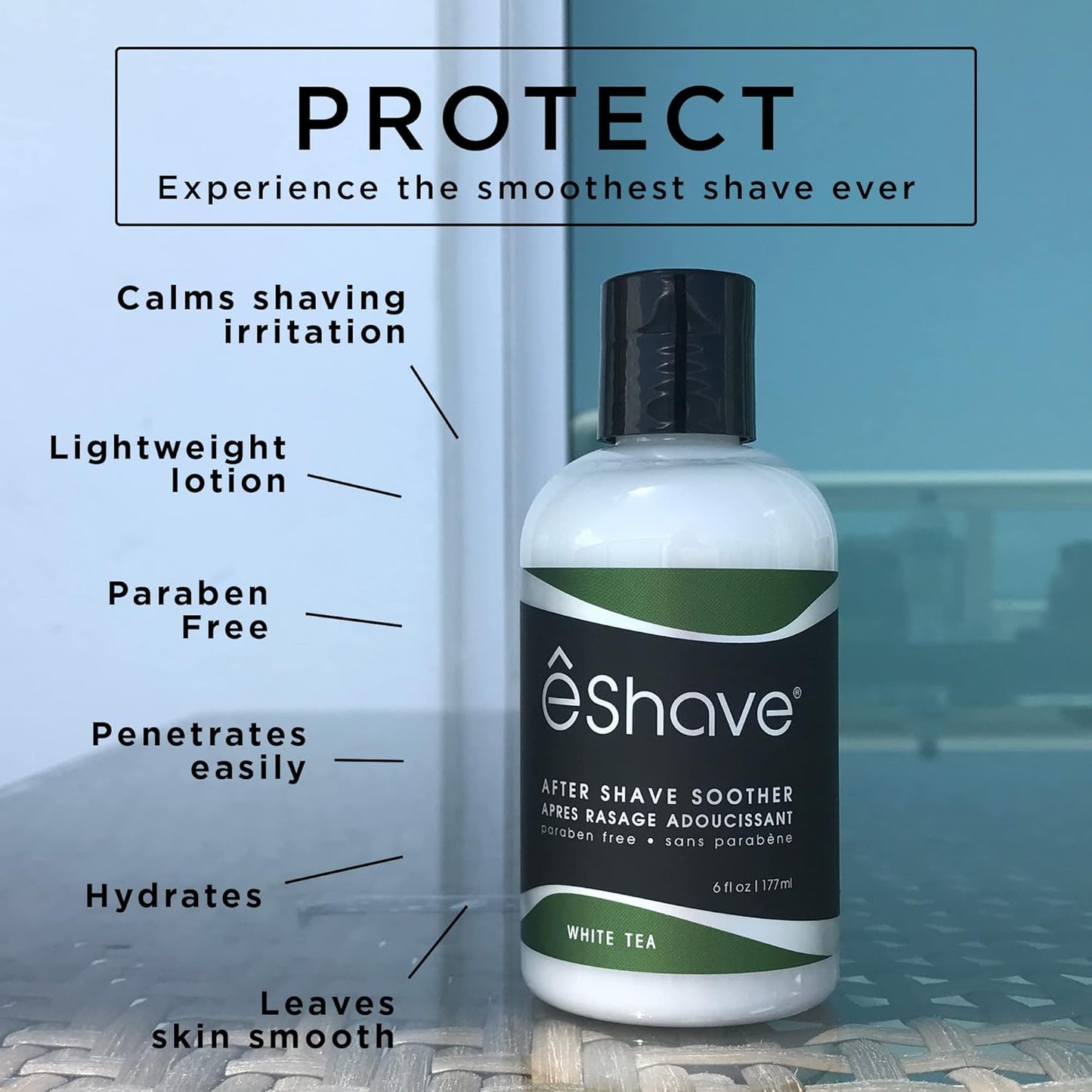 eShave Luxury After Shave Balm for Men - Soothing After Shave Lotion with Calming White Tea | 6 oz All-Natural Vegan Formula