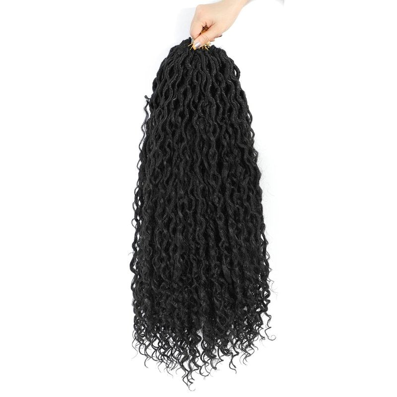 Goddess Locs Crochet Hair - 24 Inch Bohemian Faux Locs | 8 Packs Natural Looking Braiding Hair for Women & Kids