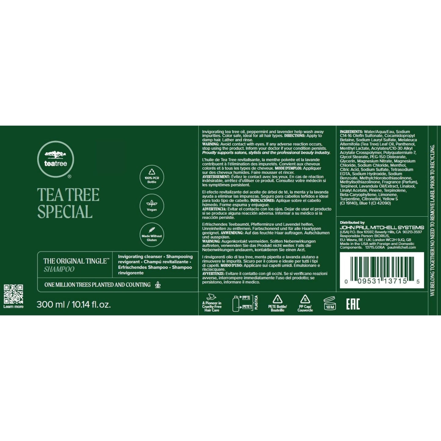 Tea Tree Special Shampoo,Deep Cleans, Refreshes Scalp,For All Hair Types, Especially Oily Hair & Tea Tree Lavender Mint Moisturizing Conditioner,Hydrates + Soothes,For Coarse Dry Hair,10.14 fl oz, Set