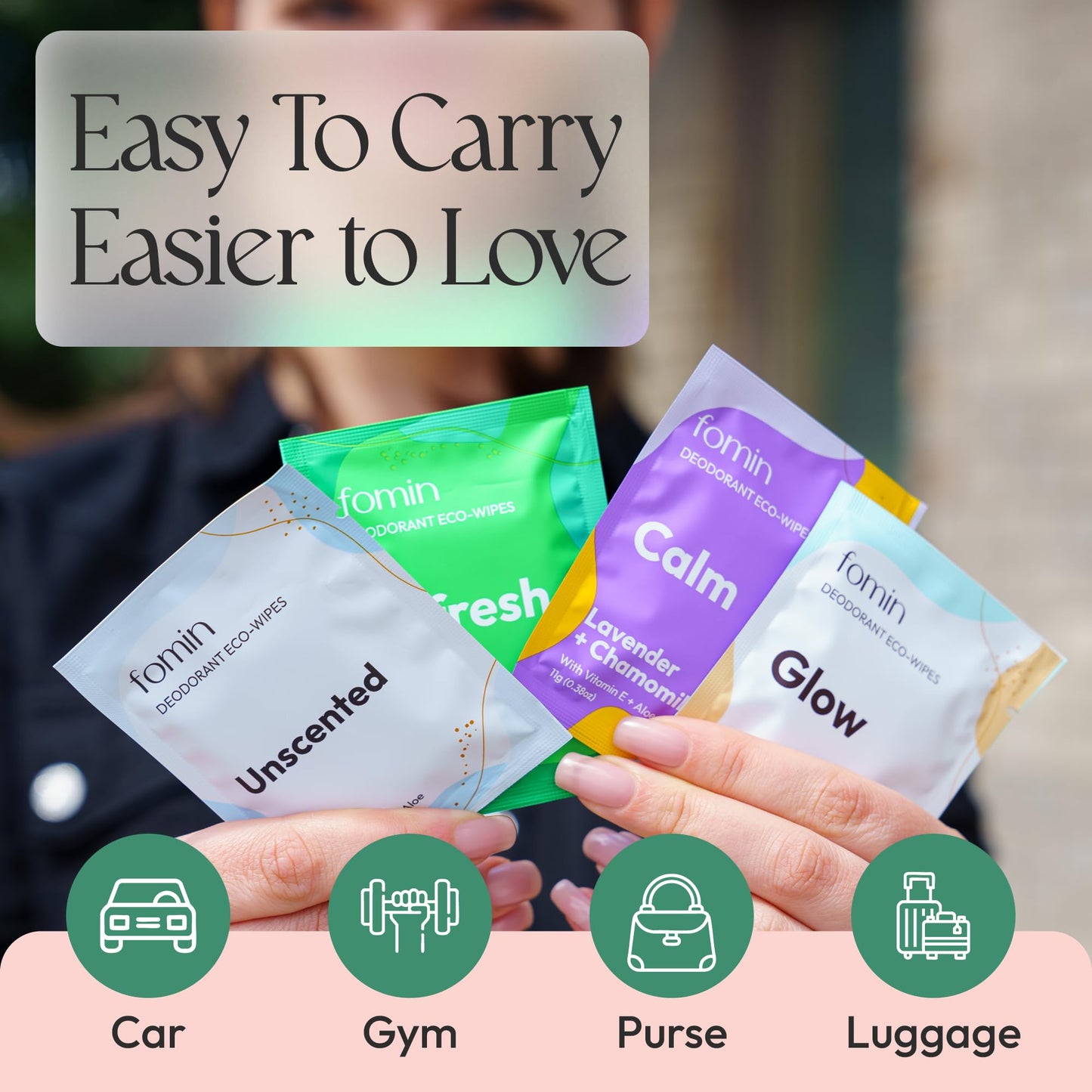 FOMIN Travel Deodorant Wipes - Variety Pack - 50 Count