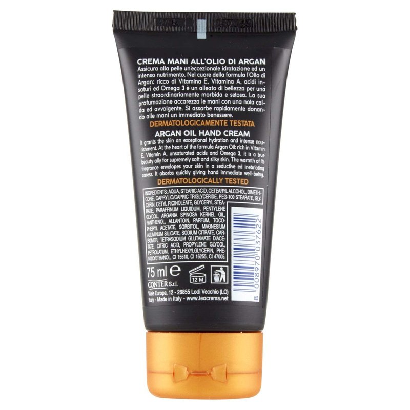 Leocrema Hand Cream with 100% Organic Argan Oil - Strong anti-aging effect - slowing skin aging! Provides 24-hour deep hydration! 75ml by Leocrema Argan
