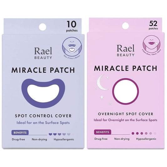 Rael Pimple Patches - Extra Adhesive Hydrocolloid Acne Spot Treatment | 52 Face Patches & 10 Large Covers