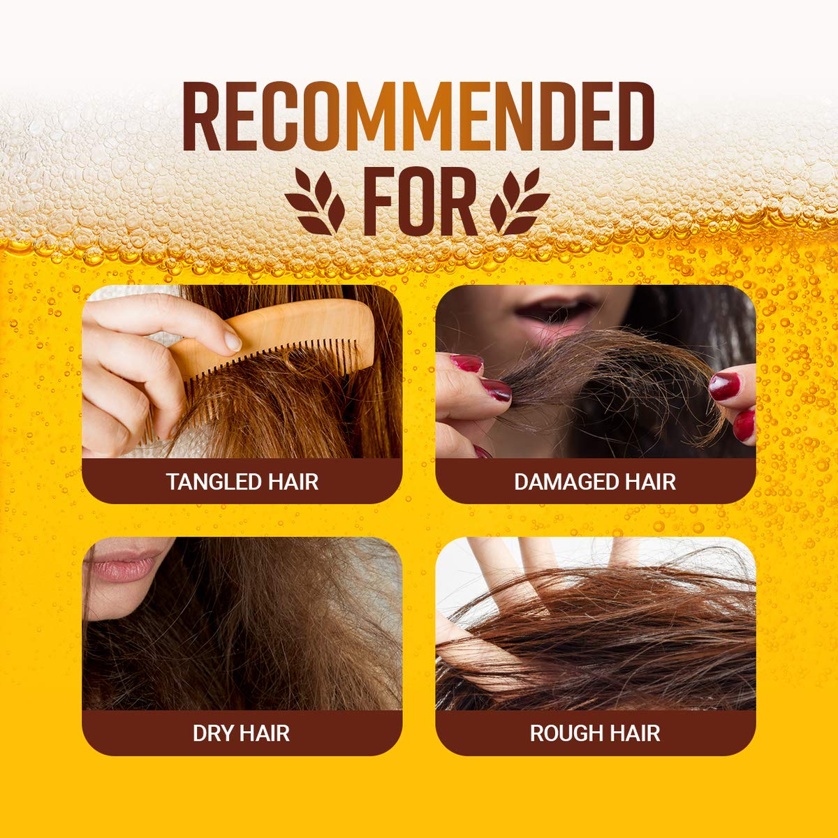 CRAZY SKIN Beer Yeast Hair Treatment Mask - pH5.5 Protein, Keratin, Argan/Camellia Oil, Collagen for Repair and Color Treated Hair 13.5oz(400ml)