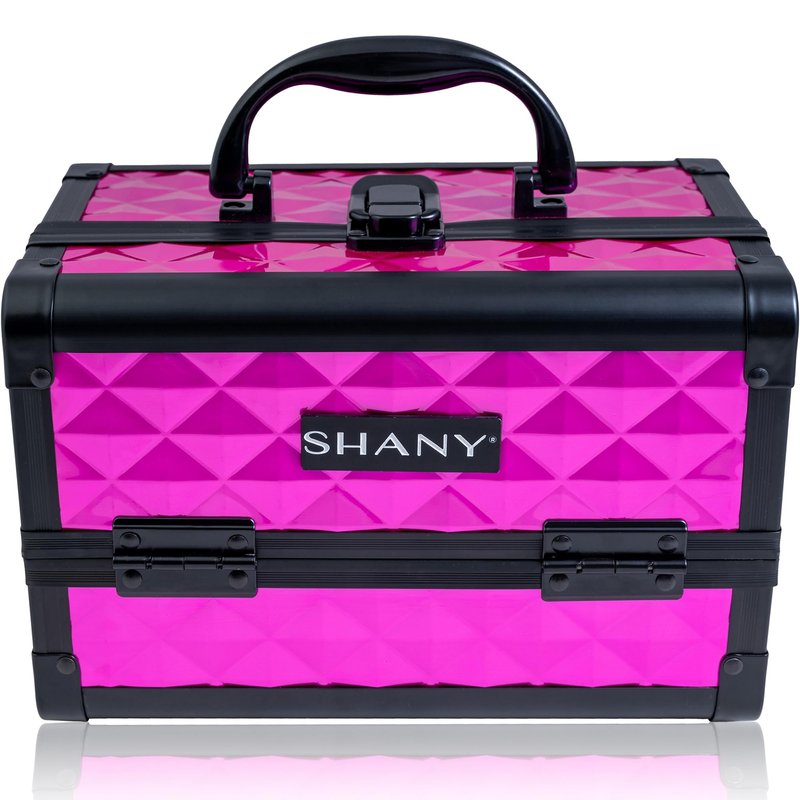 SHANY Chic Makeup Train Case Cosmetic Box Portable Makeup Case Cosmetics Beauty Organizer Jewelry storage with Locks, Multi trays Makeup Storage Box with Makeup Mirror - Polite PINK