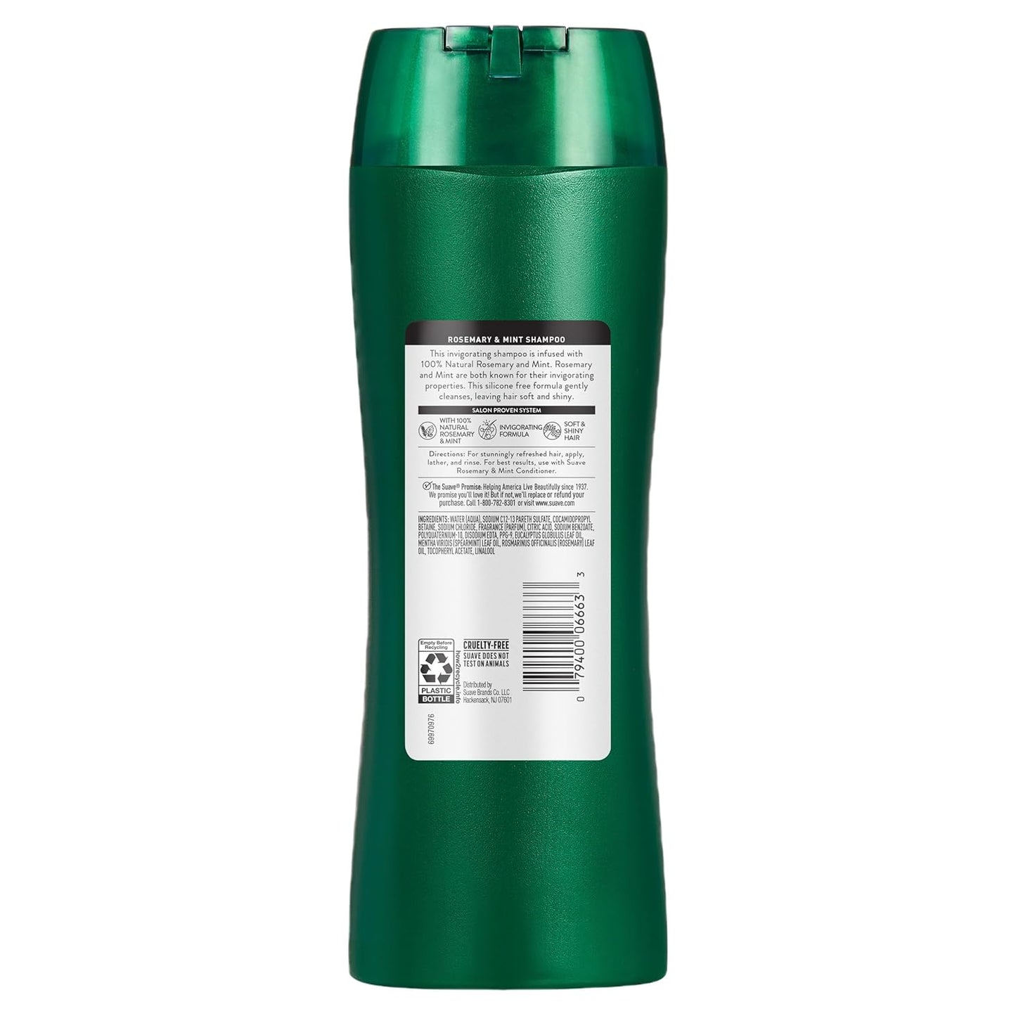 Suave Invigorating Rosemary & Mint Shampoo - Refreshing Care for Healthy Hair | 6 Pack of 12.6 FL OZ Bottles