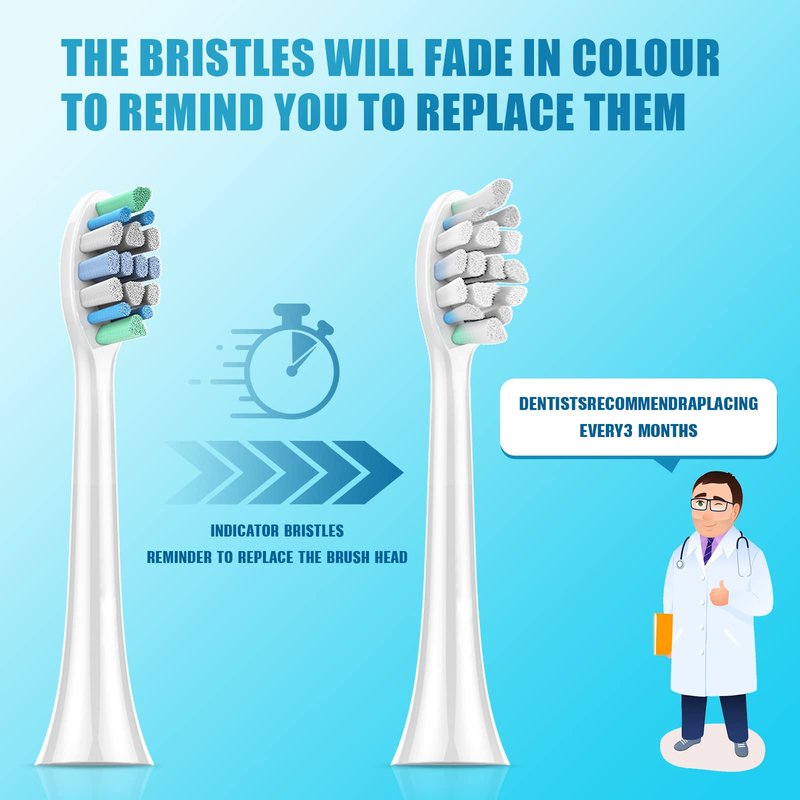 Replacement Toothbrush Heads for Philips Sonicare：8 Pack Soft Replacement Electric Brush Head Compatible with Phillips Sonicare Snap-on System