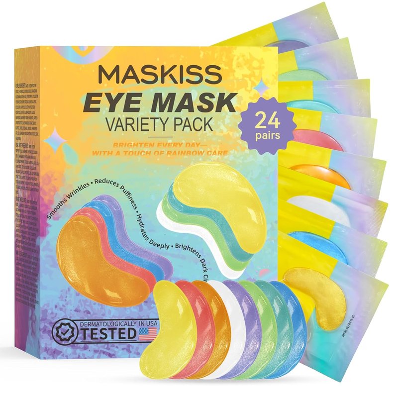 Under Eye Patches Variety Pack - 24 Pairs of Vegan Eye Masks for Dark Circles & Puffiness | 8 Colors (3 Pairs Each)