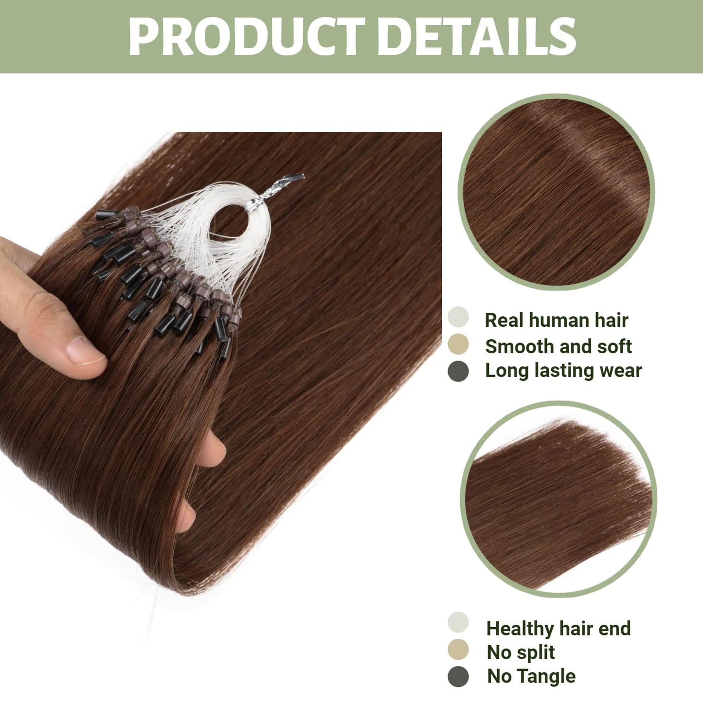 Brown Micro Bead Hair Extensions Short 14 Inch Microlink Human Hair Extensions 100strands 50g Cold Fusion Remy Hair Extension #4 Microlinks Extensions