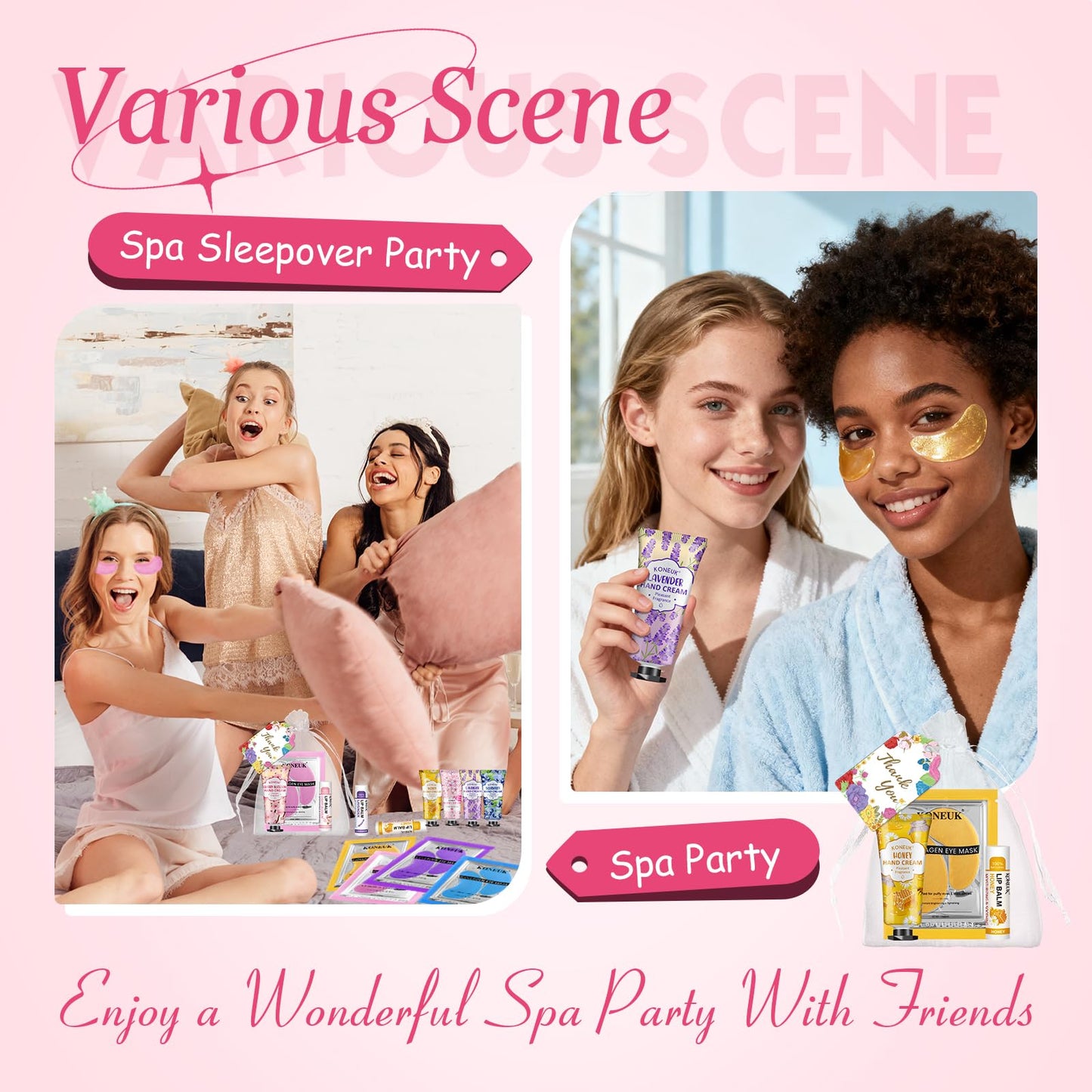 84 Pcs Bulk Gifts for Women,Teengirls, Under Eye Patches, Hand Creams Bulk & Lip Balms Bulk, Spa Party Supplies, Party Favors for Bridal Wedding, Sleepover Party, Thank You Gifts, Mini Spa Gift Set
