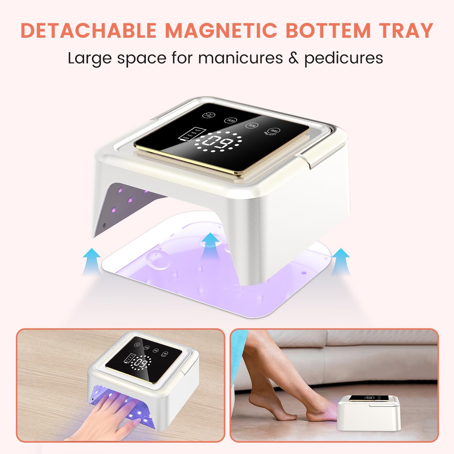 Subay UV Nail Lamp 108W, UV Light for Gel Nail Polish, Cordless LED Nail Lamp with 36 Beads & Touch Display, Nail Light with 4 Timer Mode & Auto Sensor, Fast Curing Nail Dryer for Salon & Home, Purple