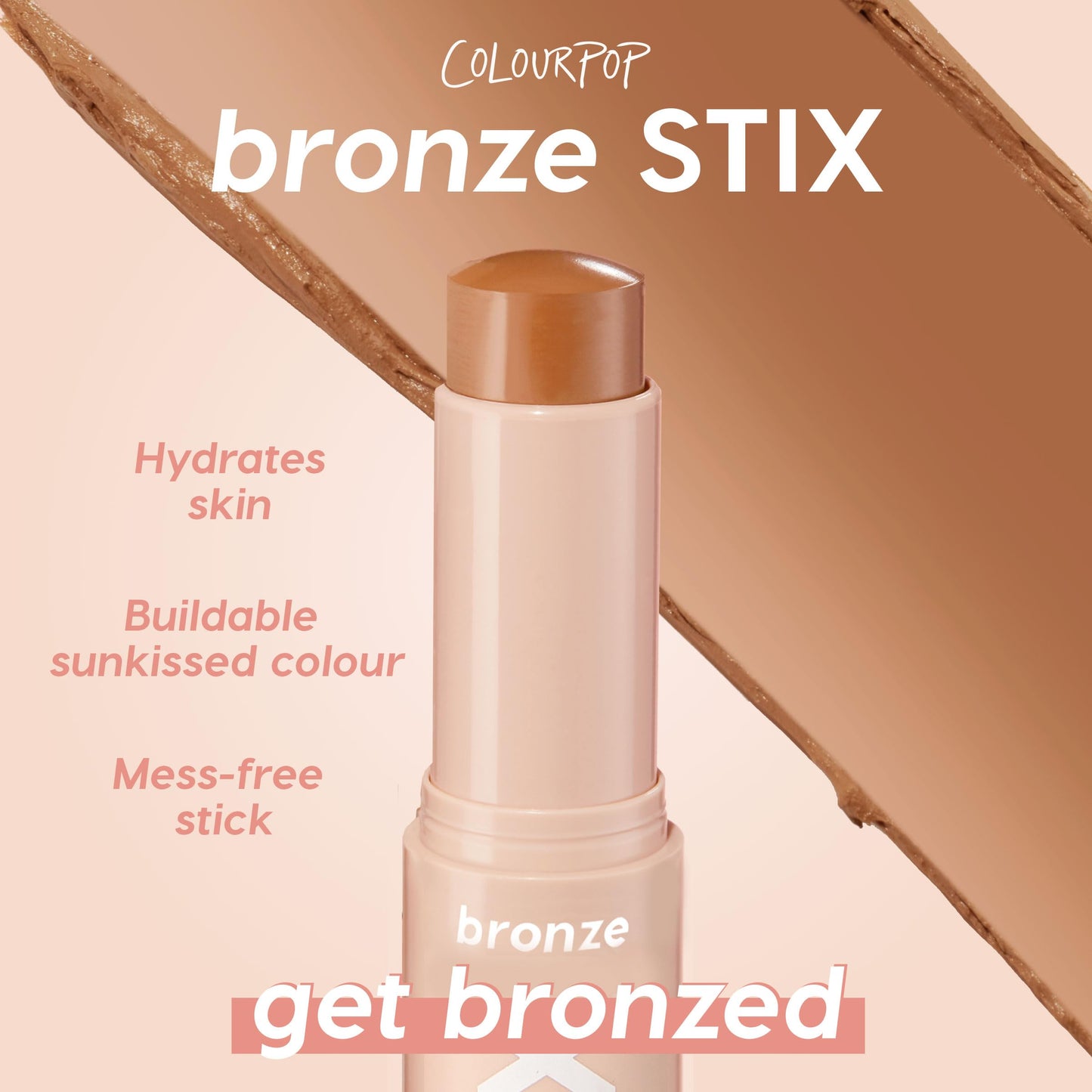 ColourPop Cream Bronzer Stick - Blendable Cream Contour & Glowy Summer Makeup with a Natural, Matte Finish - Buildable Formula for Shimmer-Free, Sun-Kissed Warmth - Rincon Point (0.28 oz)