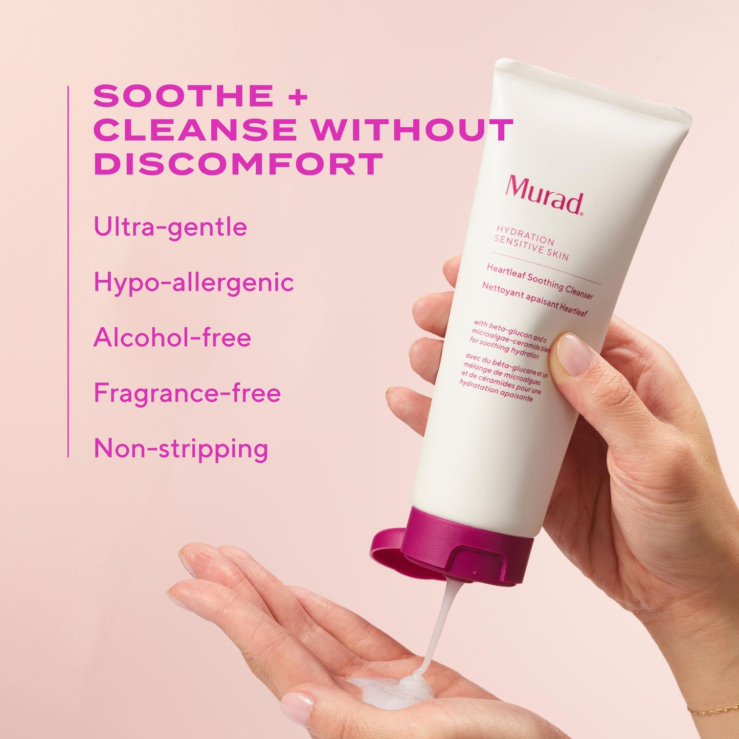 Murad Heartleaf Soothing Cleanser – Gentle Face Wash with Fermented Heartleaf, Beta-Glucan, Ceramides, and Microalgae to Reduce Redness & Calm Sensitive and Eczema-Prone Skin – 5 Fl Oz