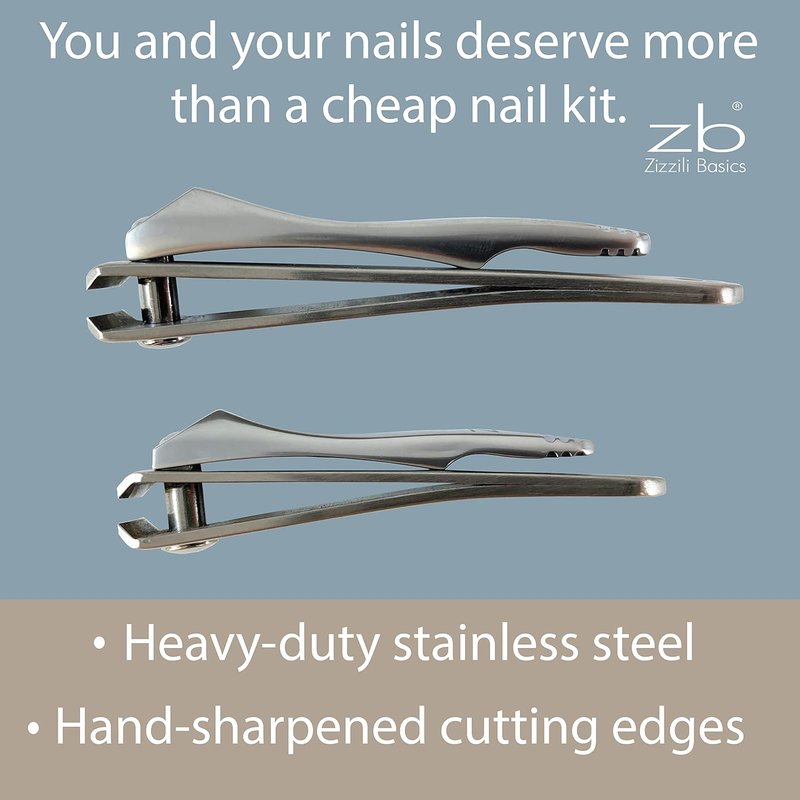Nail Clippers Set - 3-Piece Stainless Steel Fingernail & Toenail Clippers with Nail File | Brown Travel Case for Men & Women
