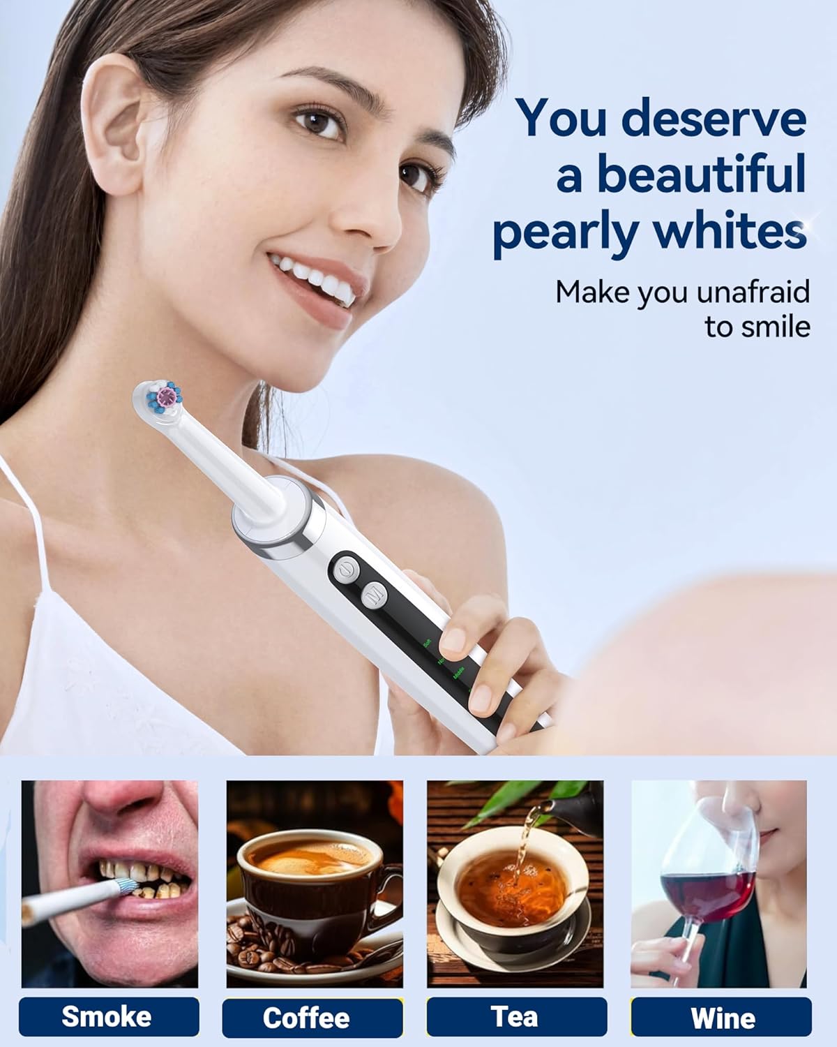 Tooth Polisher Kit - Rechargeable Teeth Whitening System with 5 Replacement Brush Heads & 3 Polish Pastes | Dental Care Tools