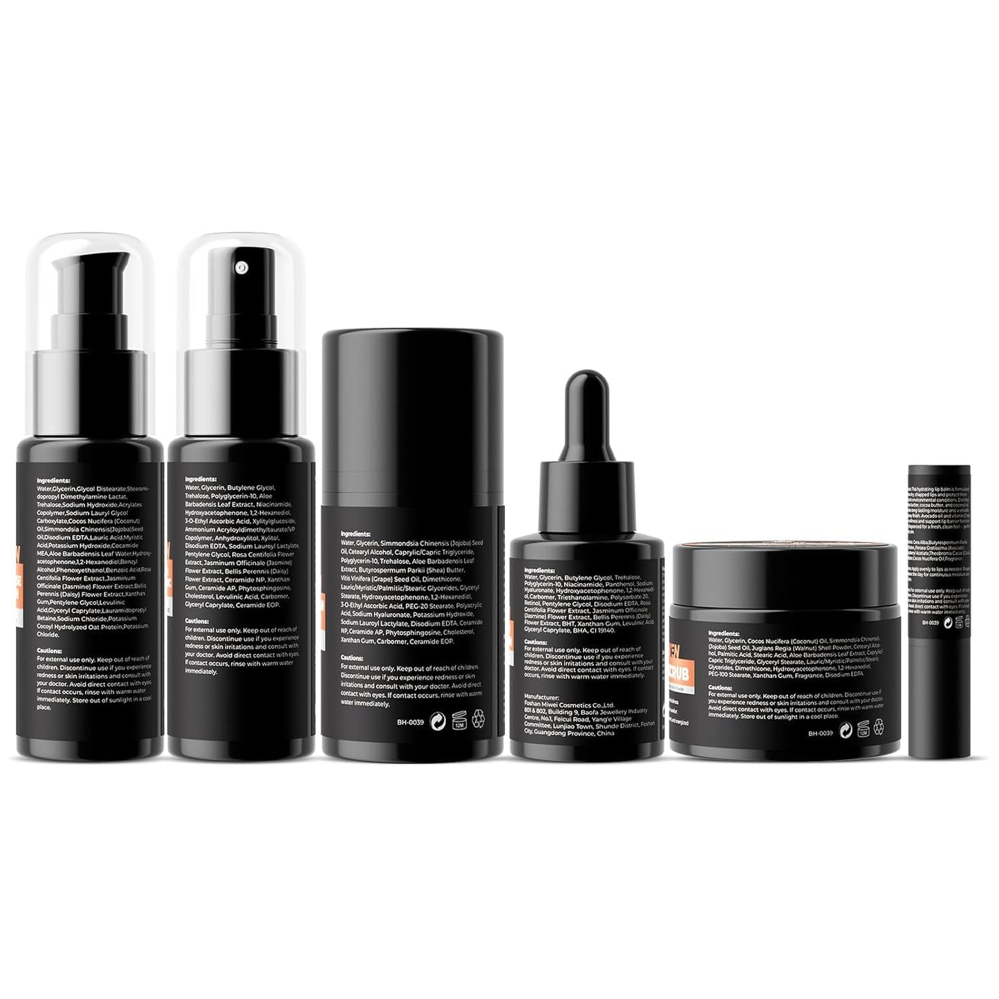 Gift for Men Skincare Men's Skin Care Facial Kit Complete Routine Kit with Niacinamide & Ceramides - Face Cleanser, Scrub, Toner, Serum, Moisturizer Cream, Lip Balm - Christmas, Valentine's Day Gifts