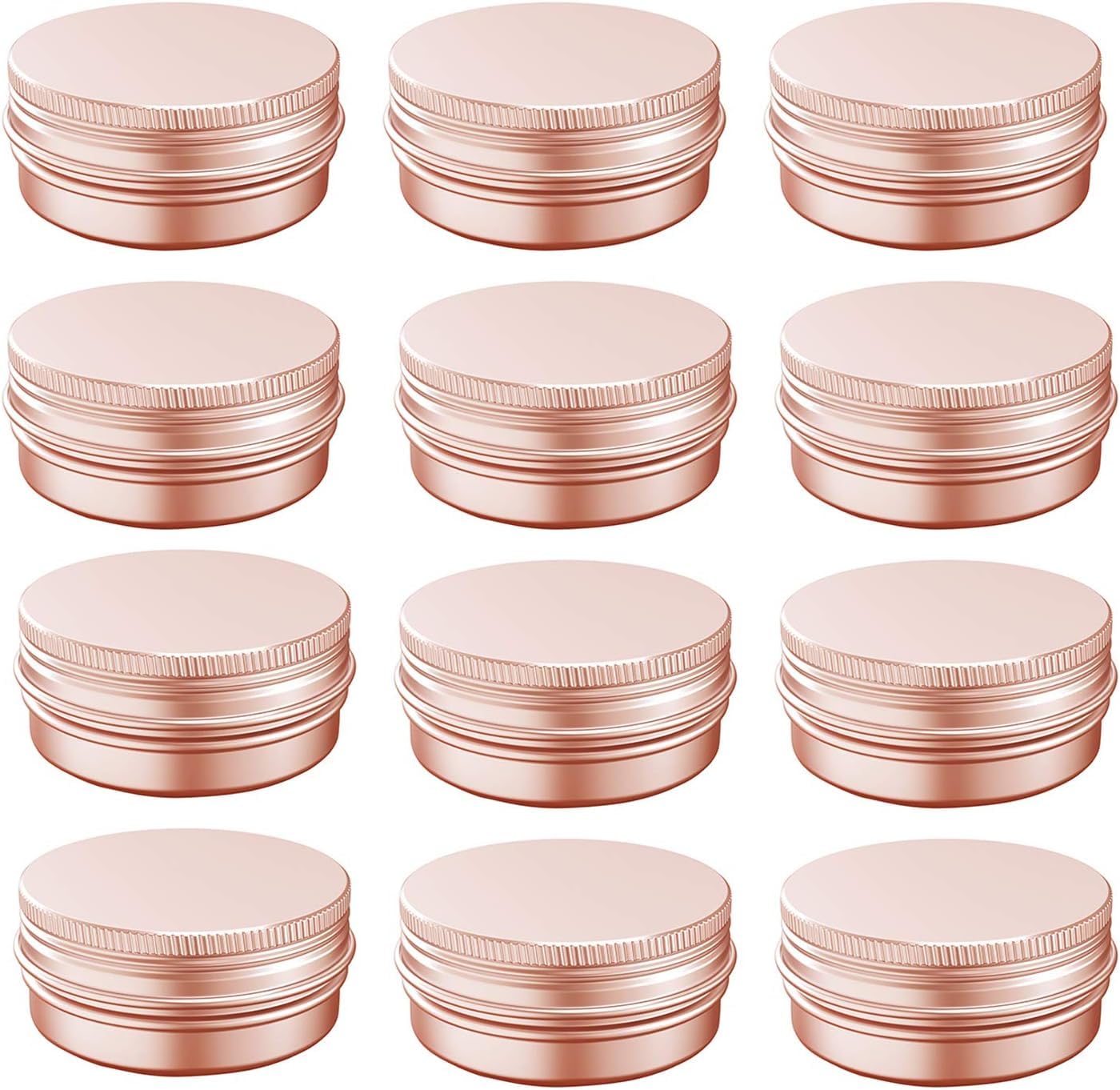 1 Ounce Aluminum Tin Jar with Screw Cap 30mL Tin Cans Refillable Containers for Cosmetic, Lip Balm, Cream, Lotion, Balms, Spices, Salve, Rose Gold 80 Pcs