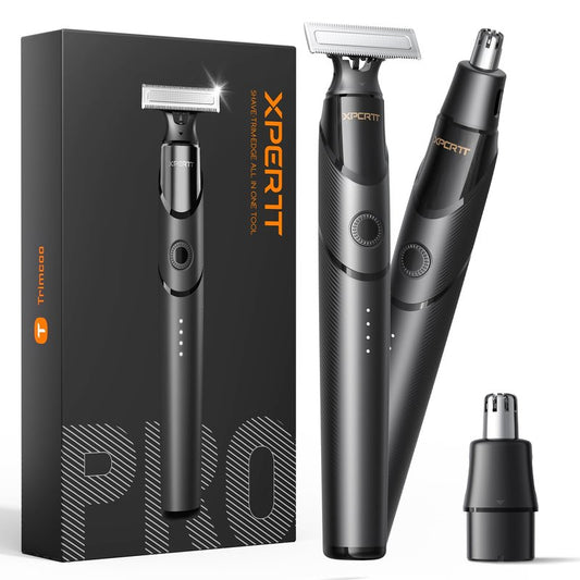 [2026 Upgraded] Body & Nose Hair Trimmer Kit, [All-in-One] Travel Beard Electric Shaver for Men, USB-C Fast Charging, Rechargeable Painless Razor Cordless Waterproof Wet/Dry, Black(Solo)