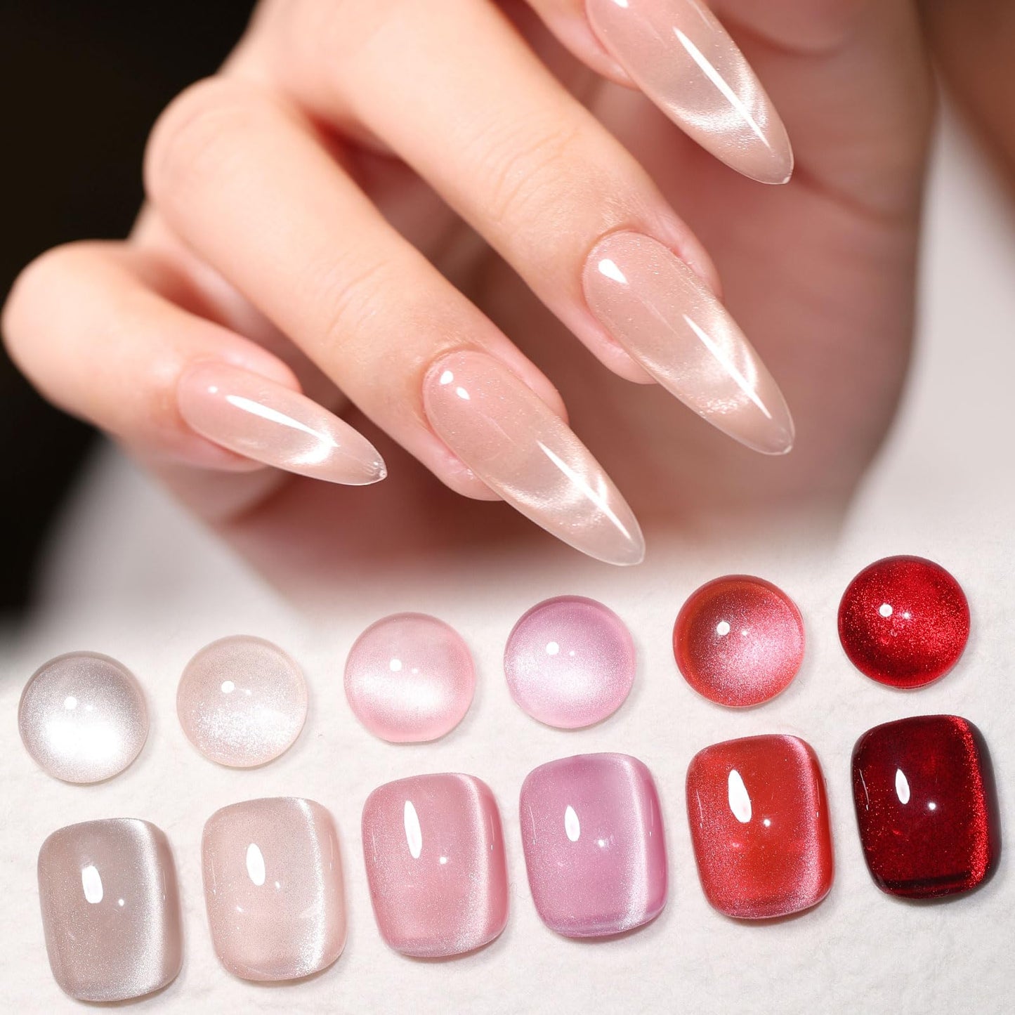GELLAKTIK Glitter Cat Eye Gel Nail Polish Set 6 Colors 12ML w/Magnet Stick