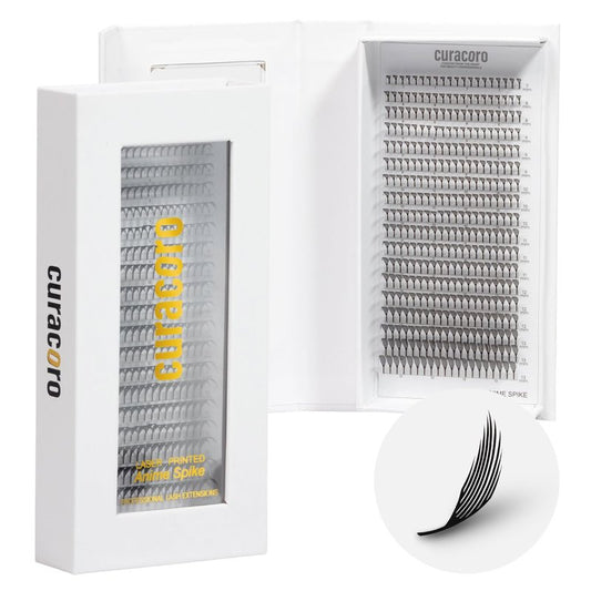 Curacoro Anime Feather Spike Lash Extensions – 360 Fans Lightweight and Defined Laser-Printed Premade Lash Spikes, Anime Lashes LC Curl 7–13mm for Professionals