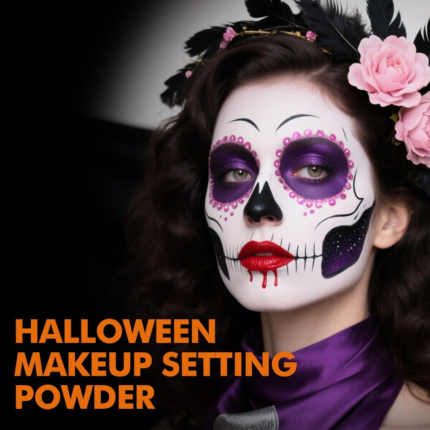 YBUETE Translucent Loose Face Powder, Long Lasting Matte Finishing White Face Paint Setting Powder, Oil Control Natural Talc-Free Setting Powder with Sifter for Halloween SFX Carnival Cosplay Makeup