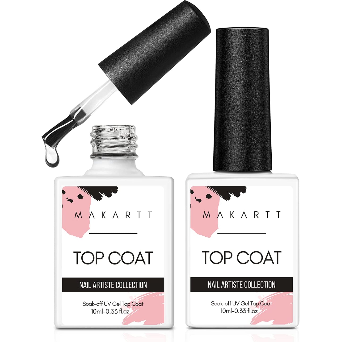 Makartt Gel Top Coat, No Wipe Top Coat Glossy Shine Finish Long Lasting 10ML Soak Off Bundle With UV Nail Lamp Luminoza 10W Rechargeable LED Light with Sensor for Acrylic Nail Extension Flash Cure