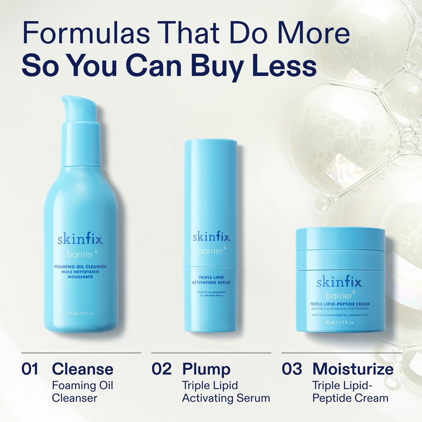 Skinfix Triple Lipid-Peptide Cream Refill - 1.7 oz - Rich Face Moisturizer with Hyaluronic Acid - Hydrates & Restores Dry, Sensitive Skin - Non-Comedogenic, Fragrance Free, Vegan, Cruelty Free