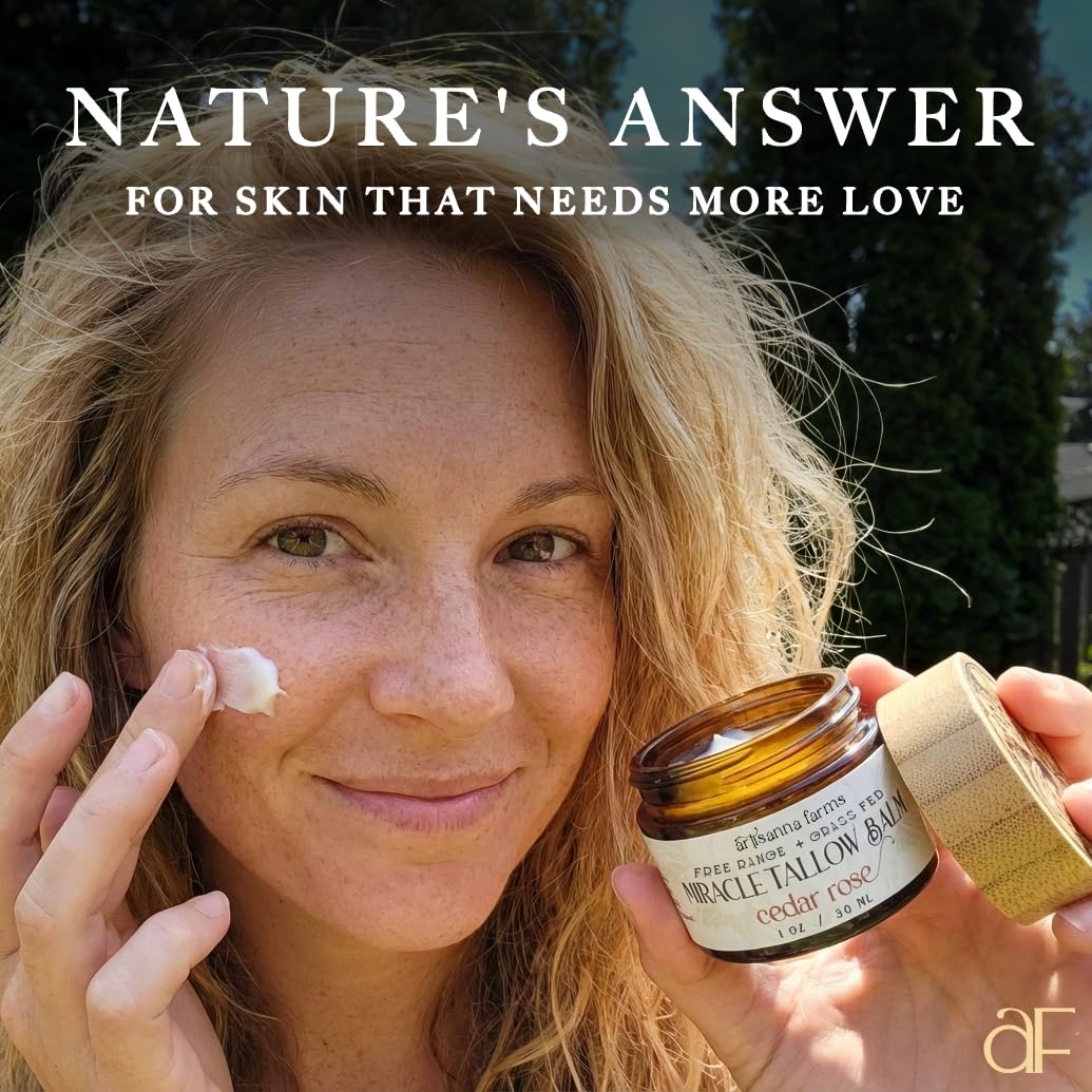 Artisanna Farms Miracle Tallow Balm - Hand-Crafted in the USA With Manuka Honey, Grass-Fed Tallow & Medicinal Plants for Healing & Nourishing All Skin Types (1 oz, Sage & Palo Santo)