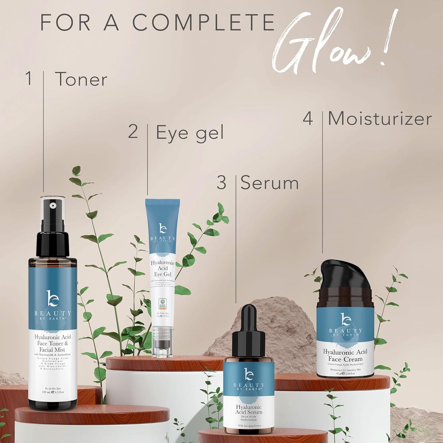 Hyaluronic Acid Toner for Face - Hydrating Natural & Organic Formula | Fragrance-Free, Niacinamide Infused for Dry Sensitive Skin