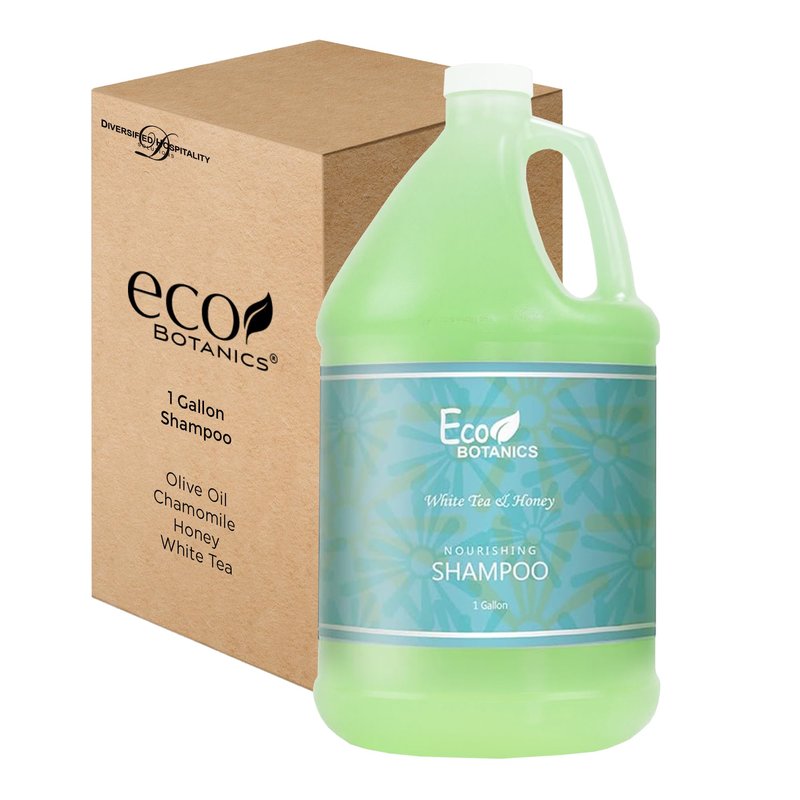 Terra Pure 1-Shoppe Eco Botanics Natural Shampoo with Raw Honey & White Tea | Gallon Jug Bulk Toiletries for Airbnb, Vacation Rentals, and Home Bathroom | Refill For Soap Dispensers