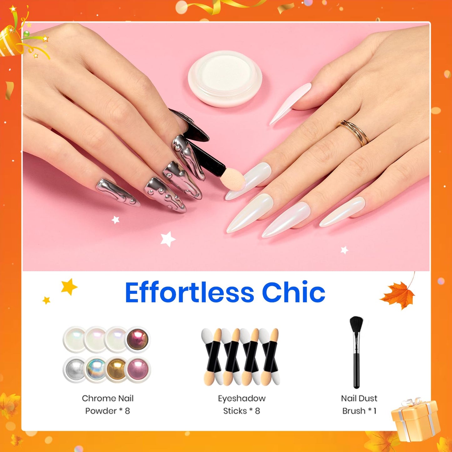 Beetles Gel Liner Nail Art Polish Set with Chrome Nail Powder Mirror Effect Manicure Nails Art Decoration